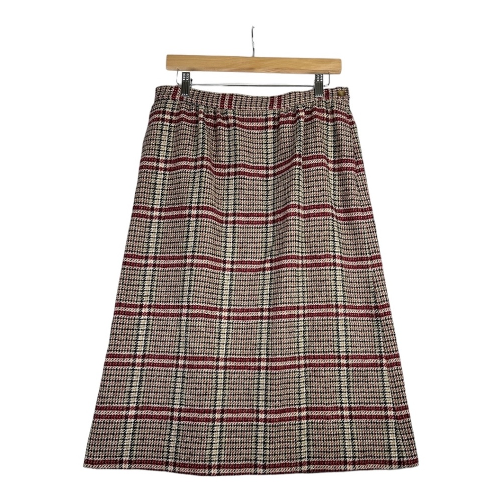 PENDLETON VTG Virgin Wool Tweed Plaid Cottagecore Pencil Skirt Size 12